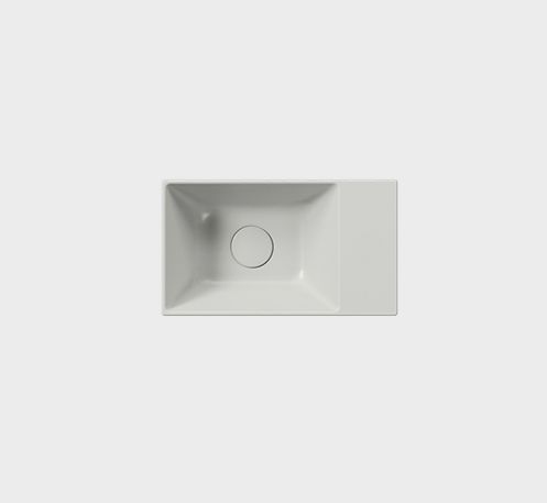 Раковина накладная/подвесная прямоугольная GSI KUBE X 9484117 400 мм х 230 мм, с отверстием под смеситель справа/слева, цвет Cenere Matte