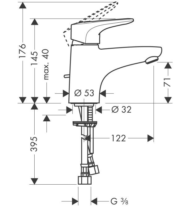 Смеситель для раковины Hansgrohe Metropol E 14070000 Хром (изделие снято с производства)