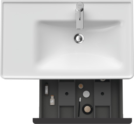 Тумба подвесная под раковину DURAVIT D-Neo DE425701818 784 мм х 452 мм, с выдвижным ящиком и открытой боковой полкой, белый матовый