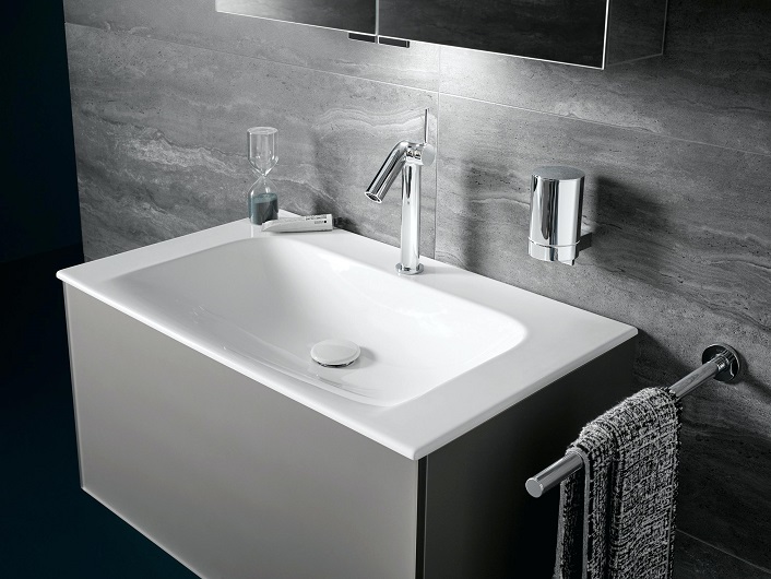 Тумба под раковину Keuco Plan 32962 290000 490 мм х 800 мм х 605 мм, корпус ламинированный матовый кашемир, фасад стекло кашемир глянцевый