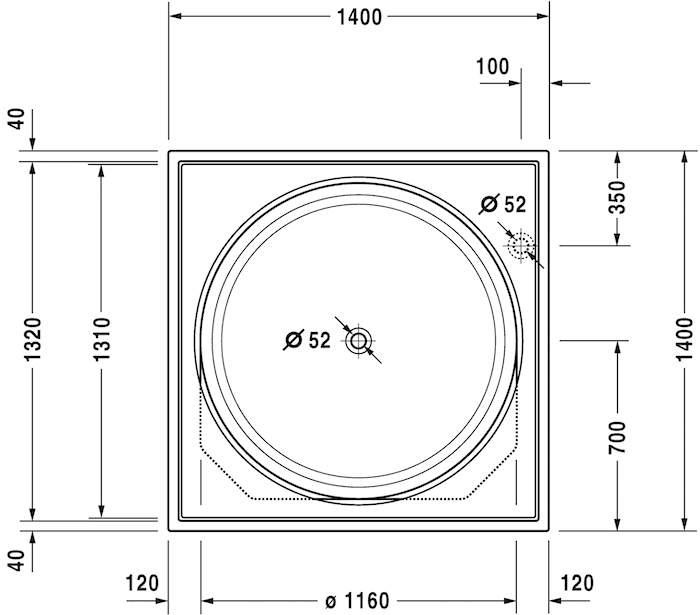 Акриловая встраиваемая ванна Duravit Blue Moon 700143000000000 1400 х 1400