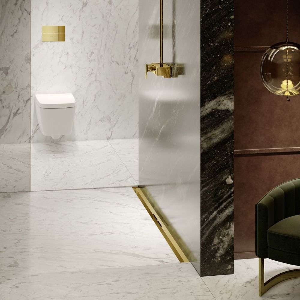 Панель смыва с двумя клавишами TECE TECEsquare II 9240838 Позолоченный сатин