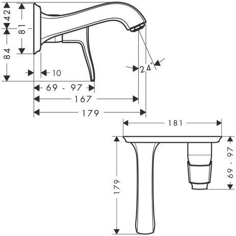 Смеситель для раковины настенный Hansgrohe Metris Classic 31000000 Хром (изделие снято с производства)