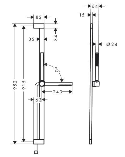 Душевой набор HANSGROHE Pulsify S 24383670 100 1jet, c EcoSmart+ и душевой штангой 900 мм, цвет Чёрный матовый