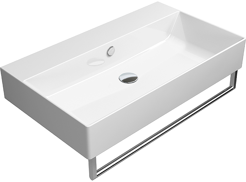 Раковина накладная/подвесная GSI KUBE X 9422011 800 мм х 470 мм, без отверстия под смеситель, с переливом, без крепежа, цвет Белый глянцевый