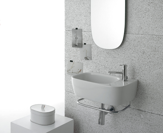 Раковина подвесная GLOBO GENESIS GE047BI 500 мм х 300 мм х 150 мм, с намеченным отверстием под смеситель, белый глянцевый