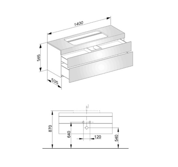 Тумба подвесная под раковину KEUCO EDITION 11 31583 300100 с отверстием под смеситель, с двумя выдвижными ящиками, корпус/фасад структурный лак, белая