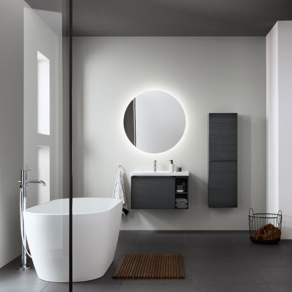 Тумба подвесная под раковину DURAVIT D-Neo DE425802222 784 мм х 452 мм, с выдвижным ящиком и открытой боковой полкой, белый глянцевый