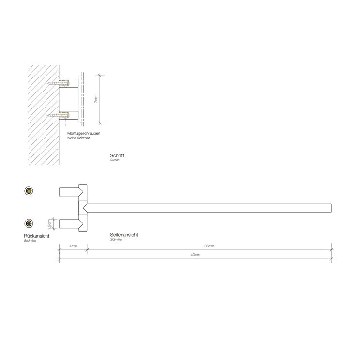 Полотенцедержатель настенный  поворотный DECOR WALTHER  Mikado  MK HTH1   0520520  1,2 X 40 X 7 см, латунь, цвет золото GOLD (24 carat)