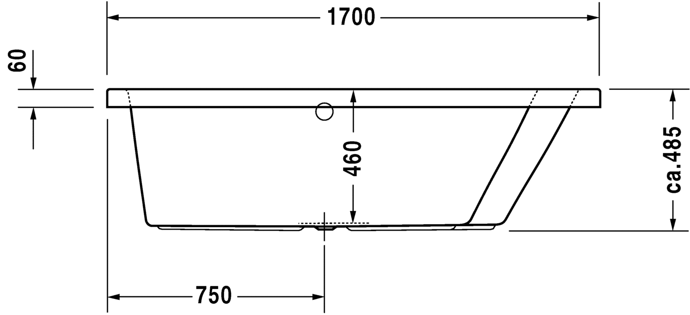 Акриловая ванна Duravit Paiova 700213000000000 1700 х 1000 c наклоном для спины справа, встраиваемая, угловая, белая