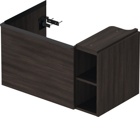Тумба подвесная под раковину DURAVIT D-Neo DE425805353 784 мм х 452 мм, с выдвижным ящиком и открытой боковой полкой, каштан тёмный
