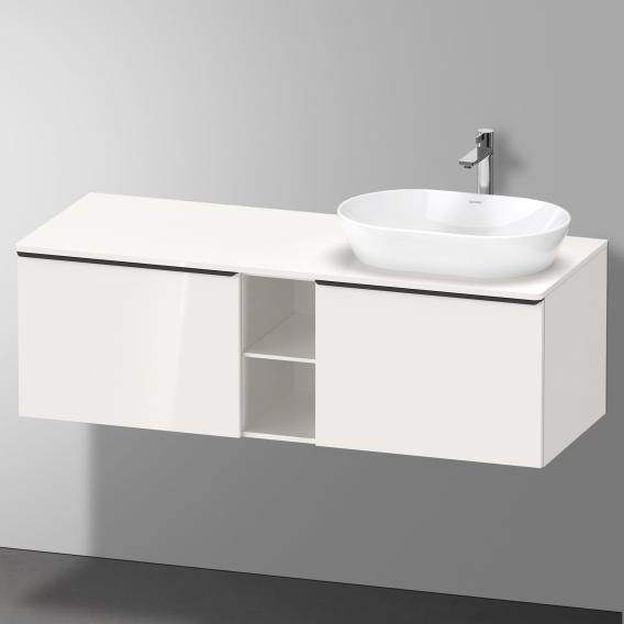 Тумба подвесная под раковину справа DURAVIT D-Neo DE4950R2222 1400 мм х 550 мм, с 2 выдвижными ящиками и открытой полкой, белый глянцевый