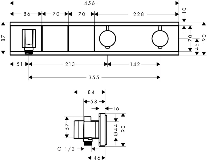 Смеситель для душа с термостатом Hansgrohe RainSelect 15355000 хром
