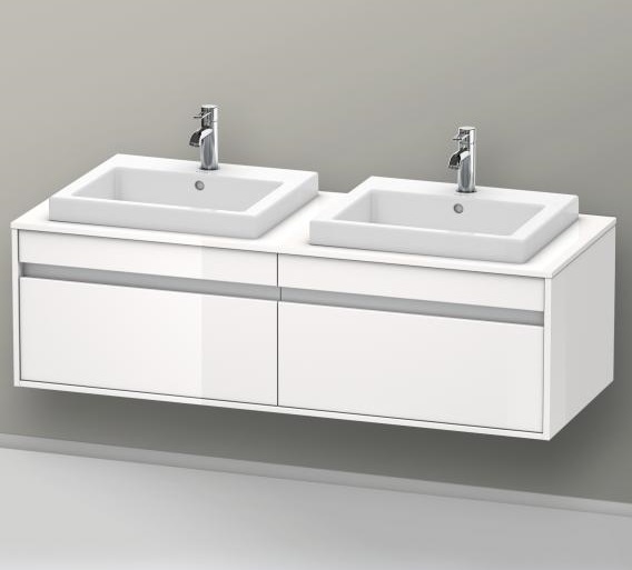 Тумба подвесная Duravit Ketho KT 6797B 2222 для двух раковин, с двумя выдвижными ящиками, белый глянцевый 