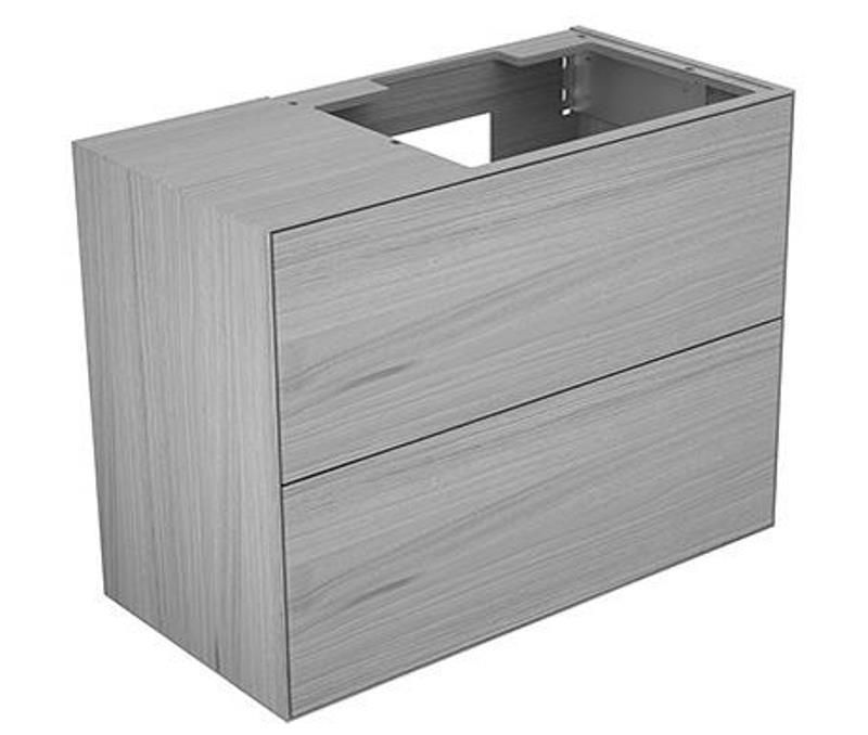 Напольная тумба под умывальник Keuco Edition Lignatur 33341 750213 1050х 800х535 мм отверстие справа 2 ящика фасад из венецианского дуба корпус дуб