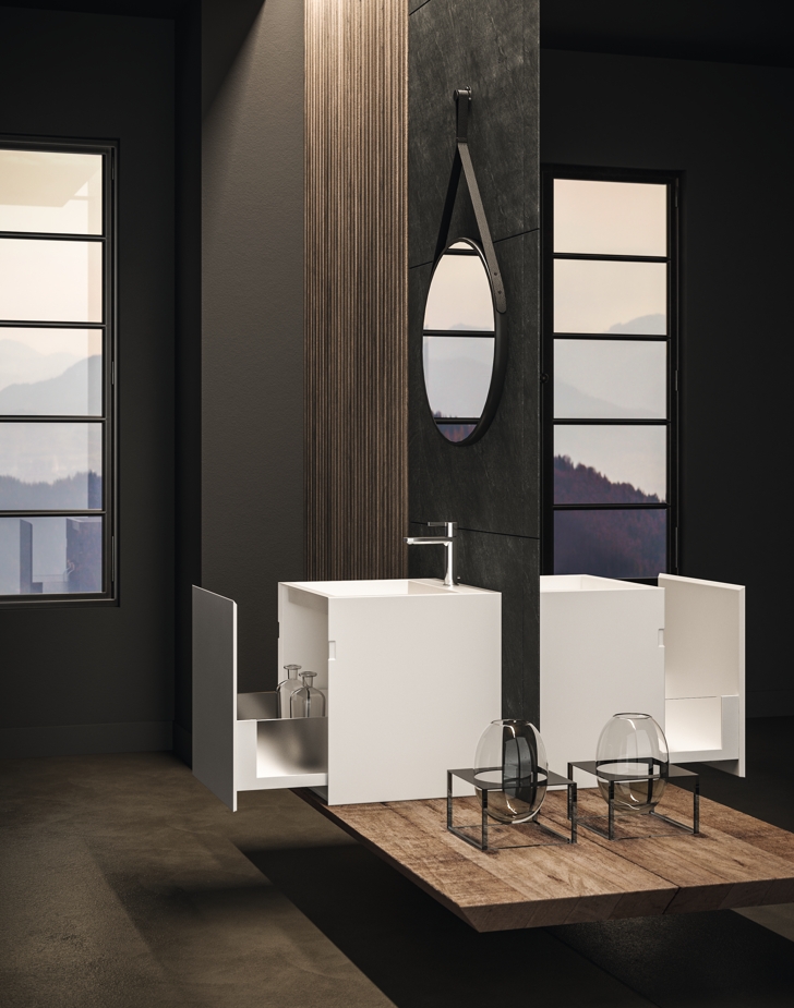 Зеркало круглое без подсветки для ванной комнаты BMT BLUES 4.0 801 423 060 03   600х600х35 мм,  чёрный матовый