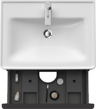 Тумба подвесная под раковину DURAVIT D-Neo DE435405353 634 мм х 452 мм, с выдвижным ящиком и выдвижным отделением, каштан тёмный