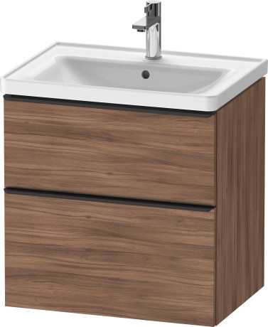 Тумба подвесная под раковину DURAVIT D-Neo DE435407979 634 мм х 452 мм, с выдвижным ящиком и выдвижным отделением, орех натуральный