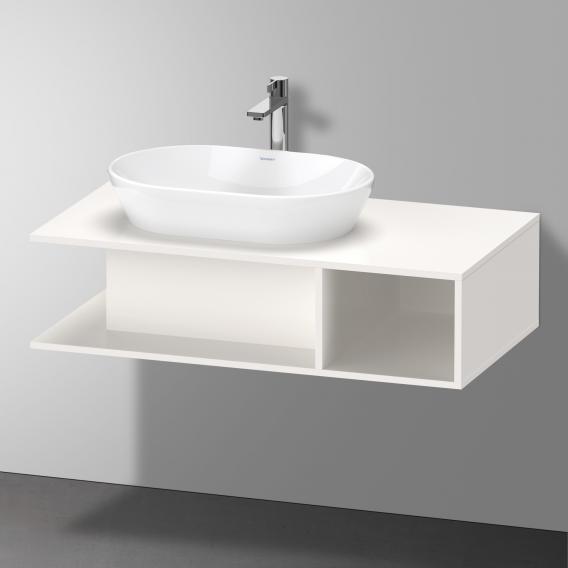 Тумба подвесная под раковину слева DURAVIT D-Neo DE492902222 1000 мм х 550 мм, с открытой боковой полкой справа и консолью, белый глянцевый