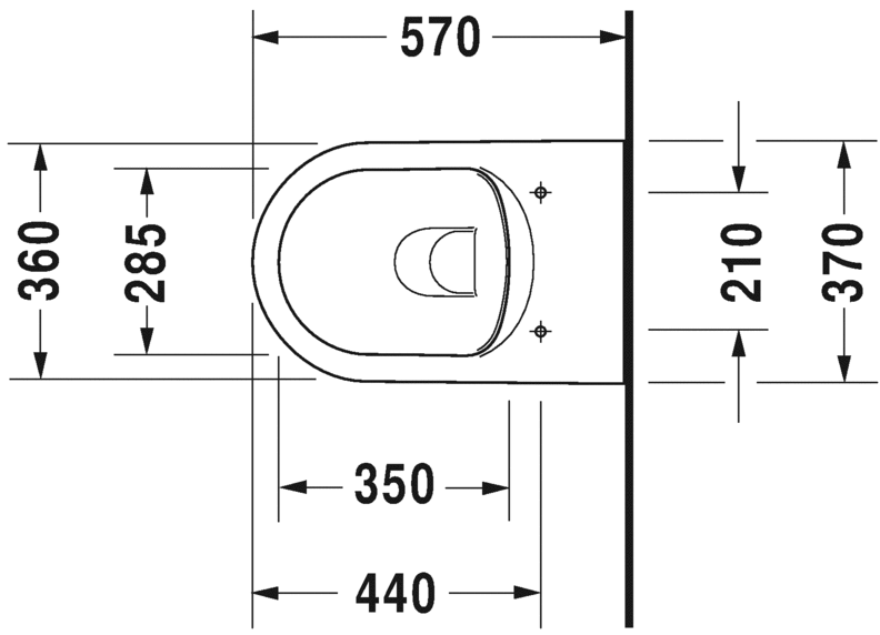 Унитаз подвесной Duravit Me by Starck Rimless 25290900001 с вертикальным смывом, безободковый, с креплением Durafix, с покрытием WonderGliss, белый