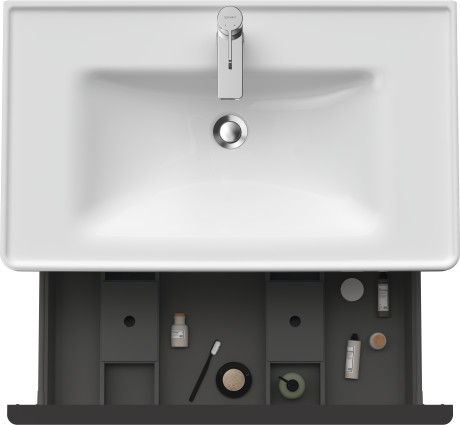 Тумба подвесная под раковину DURAVIT D-Neo DE425509191 784 мм х 452 мм, с одним выдвижным ящиком, серо-коричневый матовый