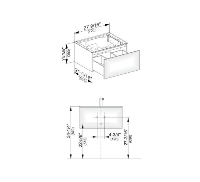 Тумба подвесная под раковину KEUCO EDITION 11 31341 370000 с одним выдвижным фронтом, корпус/фасад структурный лак, трюфель