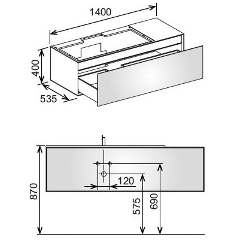 Тумба под раковину Keuco Edition Lignatur 33351 750111 1400x400x535 мм фасад венецианский дуб, корпус дуб