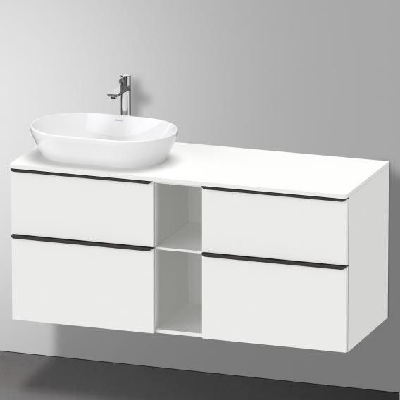 Тумба подвесная под раковину слева DURAVIT D-Neo DE4970L1818 1400 мм х 550 мм, с 2 выдвижными ящиками, 2 выдвижными отделениями и открытой полкой, белый матовый