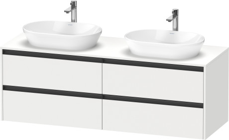 Тумба подвесная под две раковины DURAVIT KETHO.2 K24899B18180000 550 мм х 1600 мм х 568 мм, 4 выдвижных ящика, белый матовый