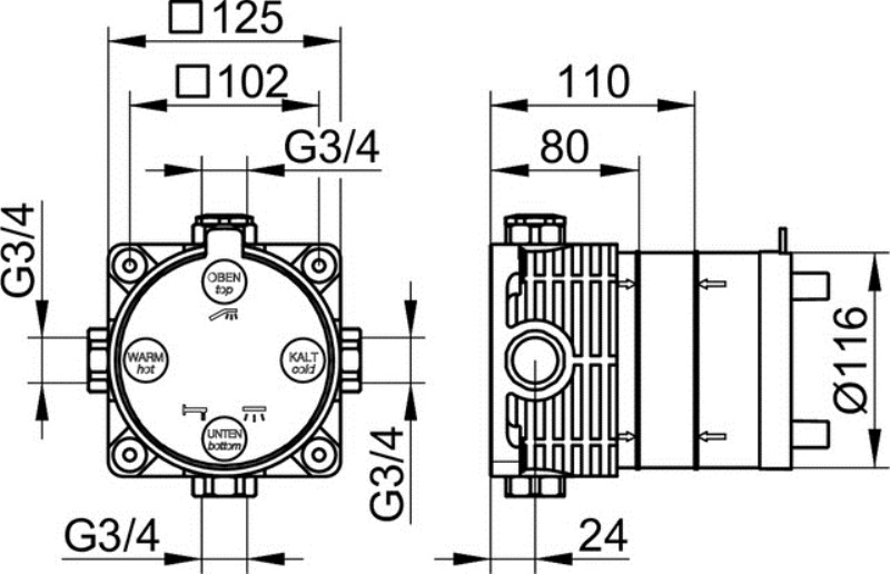 Внутренняя часть Keuco Flexx Boxx 59970 000070 для всех встраиваемых смесителей