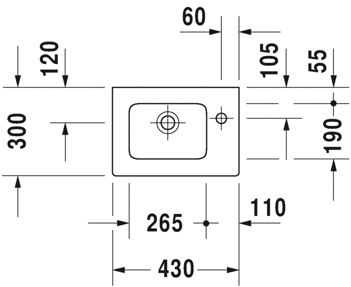 Раковина подвесная Duravit me by starck 0723430000 43х30см