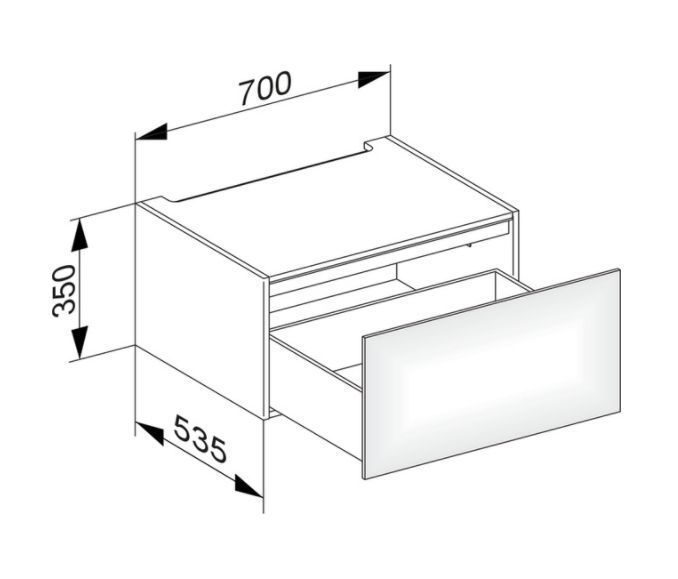Модуль нижнего шкафа KEUCO EDITION 11 31311 570000 для встройки снизу, с одним выдвижным ящиком, корпус матовый лак/фасад глянцевое стекло, чёрный