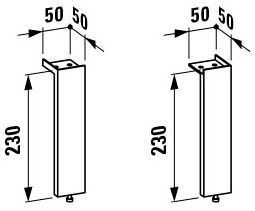 Ножки  мебельные Laufen  Lb3  4.3614.1.068.004.1 23 см,  набор 2 шт, хром
