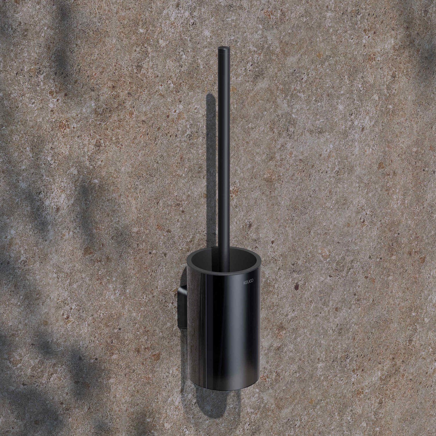 Туалетный ёрш с колбой KEUCO AVENO 14664 379000 с клеевым комплектом, цвет Чёрный матовый