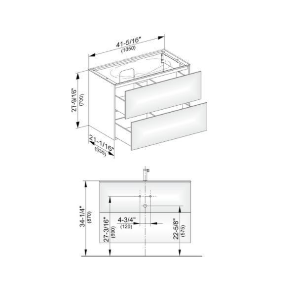 Тумба подвесная под раковину KEUCO EDITION 11 31352 570000 с двумя выдвижными фронтами, корпус матовый лак/фасад глянцевое стекло, чёрный