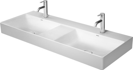 Раковина подвесная двойная DuraSquare 2353120041 с одним отверстием под смеситель, без перелива, белая