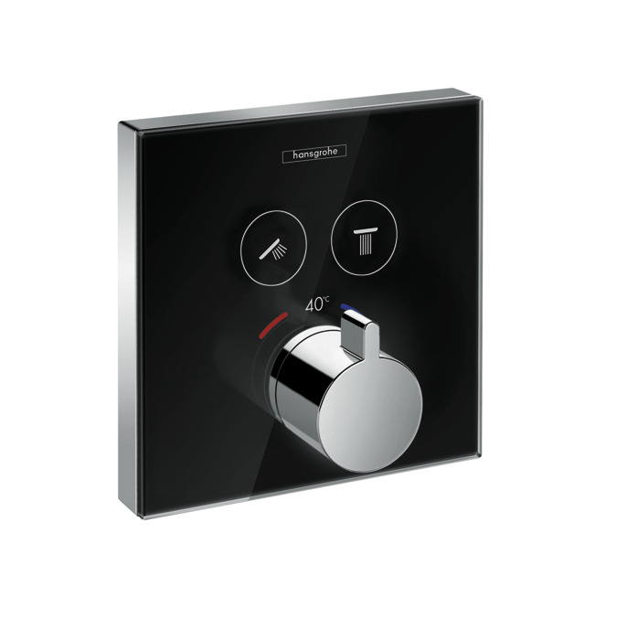 Смеситель для душа с термостатом Hansgrone ShowerSelect Glass 15738600 черный, хром