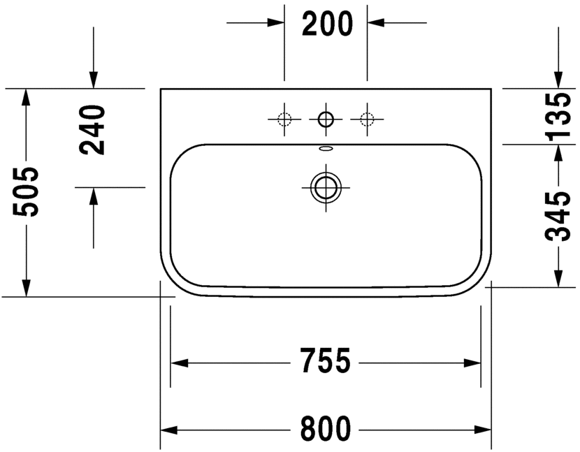 Раковина встраиваемый сверху  Duravit Happy D.2 2318800027 80х50см