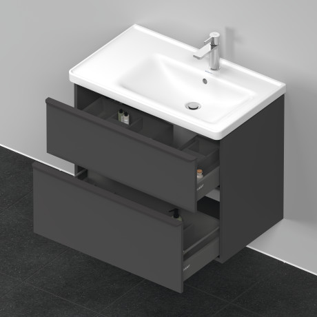 Тумба подвесная под раковину DURAVIT D-Neo DE435804949 784 мм х 452 мм, с выдвижным ящиком и выдвижным отделением, графит матовый