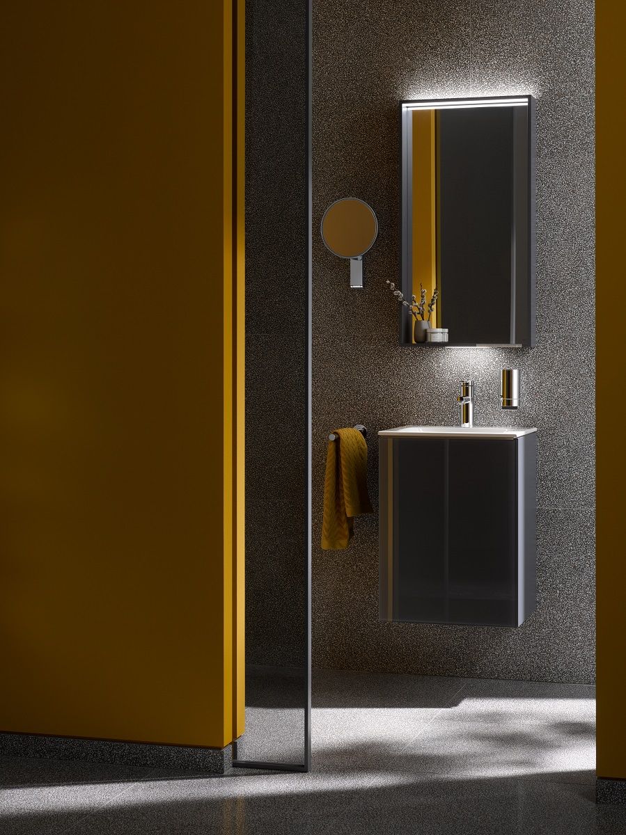 Тумба под умывальник Keuco Plan 32922 110001 корпус лак матовый антрацит, фасад стекло антрацит глянцевый