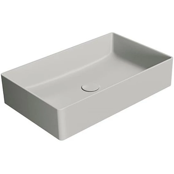 Раковина накладная прямоугольная GSI KUBE X 945317 600 мм х 370 мм, без отверстия под смеситель, без перелива, цвет Cenere Matte