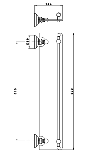 Полка стеклянная 60 мм NICOLAZZI Classici 1480BZ Бронза