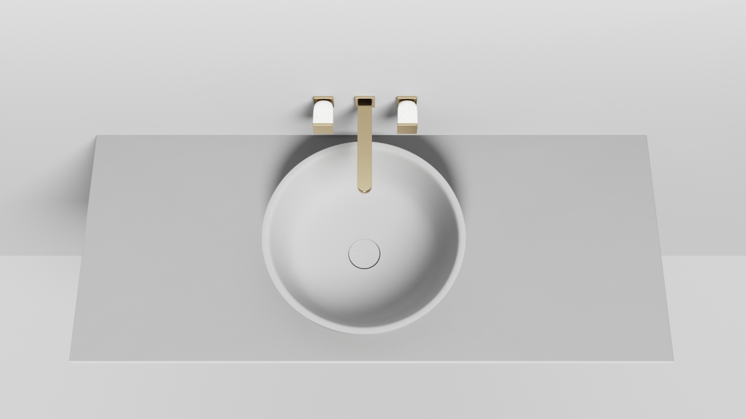 Раковина полувстраиваемая круглая SALINI MAREA 03 1802203M 415х415х165мм, S-Stone, без донного клапана, цвет Белый матовый