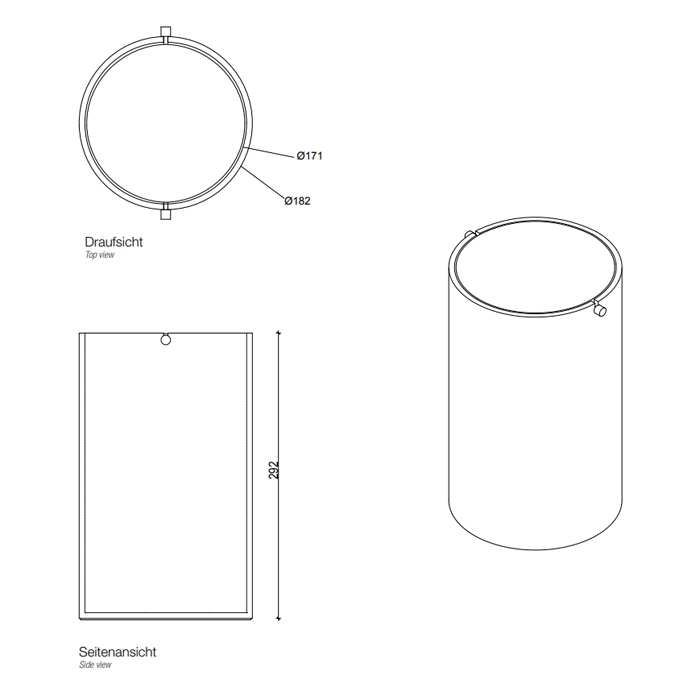 Корзина для бумаг DECOR WALTHER  STONE BEMD  0971155    30 х Ø18,5 см, 6 л,  композит Solid Surface белый матовый, крышка маятниковая цвет: сталь матовая