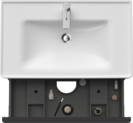Тумба подвесная под раковину DURAVIT D-Neo DE435505353 784 мм х 452 мм, с выдвижным ящиком и выдвижным отделением, каштан тёмный