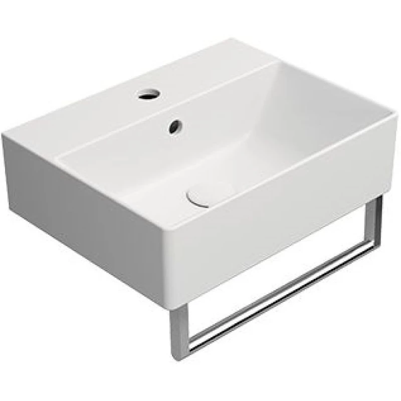 Раковина накладная/подвесная GSI KUBE X 9485109 450 мм х 350 мм, с 1 отверстием под смеситель, с переливом, без крепежа, белая матовая