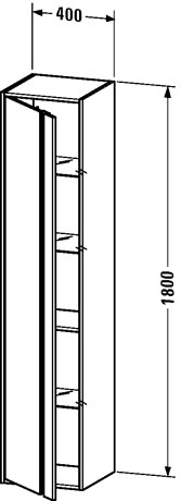 Шкаф высокий Duravit Ketho KT1265L2222 левый, с полками, белый глянцевый