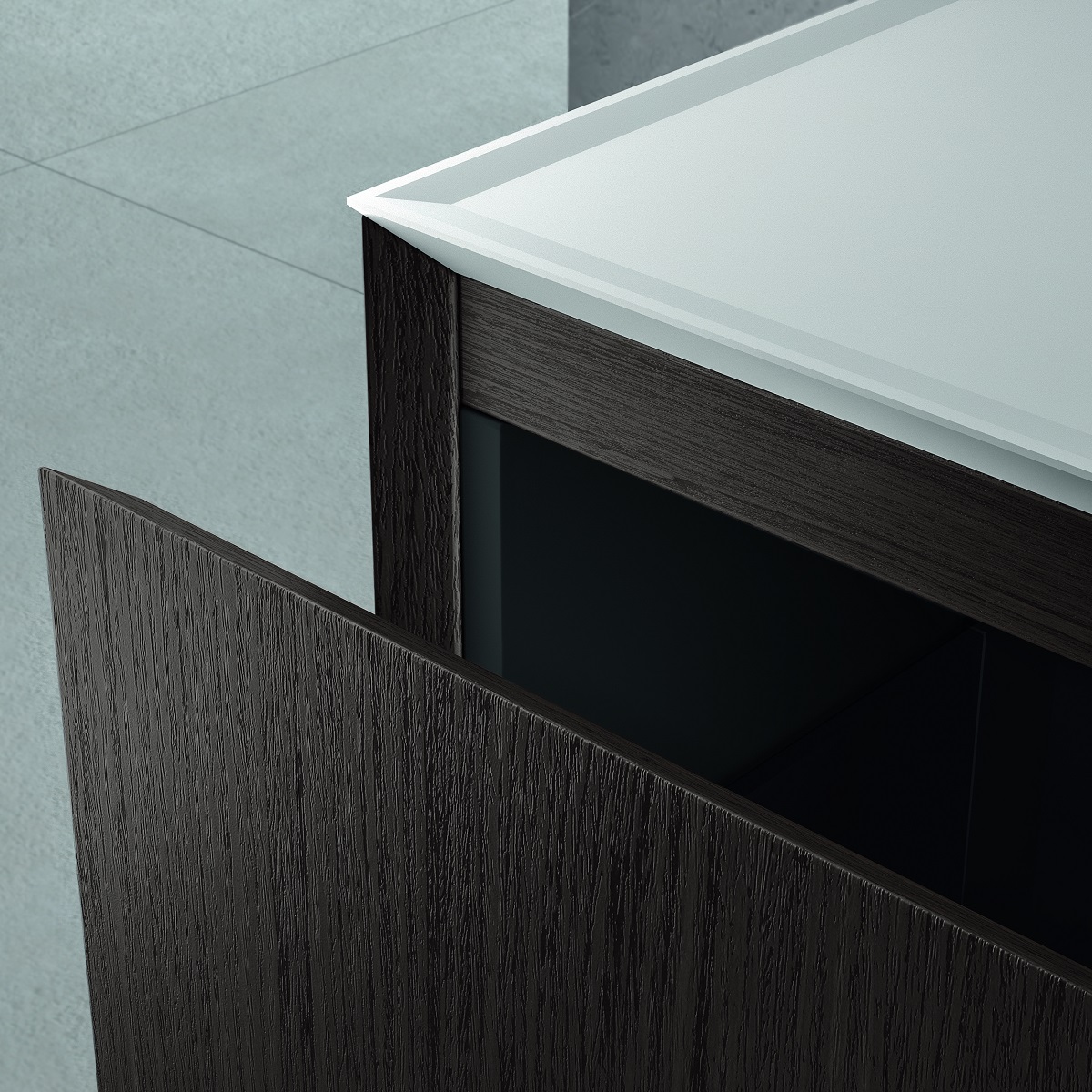 Комплект мебели BMT IKON IK-01 2240 мм, с тумбой, раковиной и зеркалом, цвет Termocotto Walnut/Белый матовый