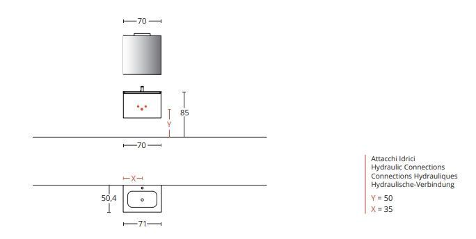 Зеркало прямоугольное с LED подсветкой BMT GALAXY 801404070010/801999000030 700 мм х 729 мм