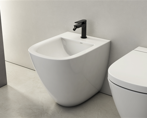 Биде напольное GLOBO STOCKHOLM LA010BI 370 мм х 510 мм, с отверстием под смеситель, с креплением, белый глянцевый